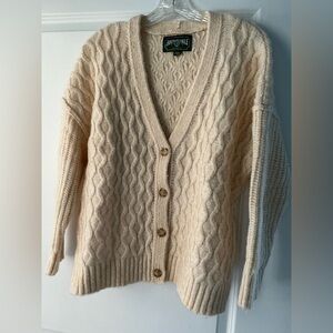 American Eagle  Cable Knit Wool Blend Sweater Beige Cardigan Womens Sz M